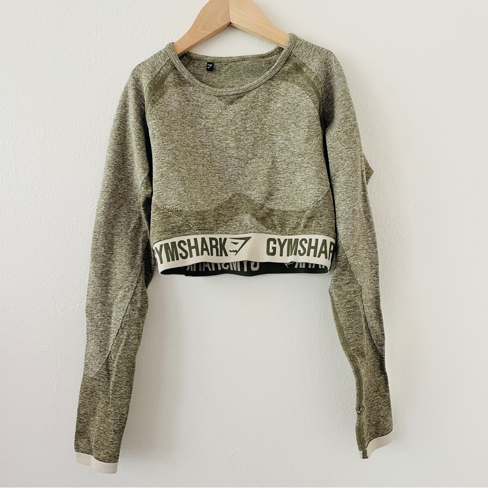 Gymshark Flex Long Sleeve Compression Workout Top - Khaki Sand